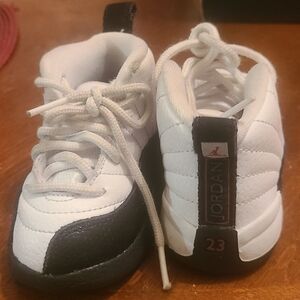 Jordan Kids White and Black Sneakers with Red Accents
